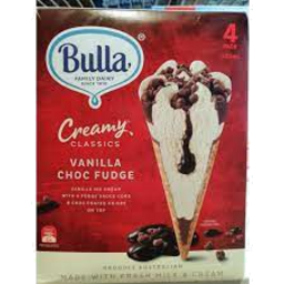 Photo of Bulla Creamy Classics Vanilla Choc Fudge Cones