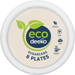 Photo of Eco By Deeko Sugarcane Dinner Plates 8 Pack