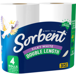 Photo of Sorbent Toilet Roll Double Length White 4pk