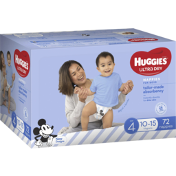 Photo of Huggies Ultra Dry Nappies, Boys, Size 4 (10-15kg), 72 Pack (Jumbo) 