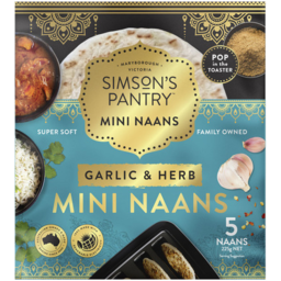 Photo of Simson's Pantry Mini Naan Garlic & Herb 225g