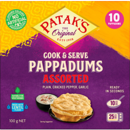 Photo of Pataks Pappadums Assorted Ready To Cook 10 Pack 100g