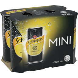 Photo of Schweppes Lemon Soda Soft Drink Mini Cans Multipack 6 Pack