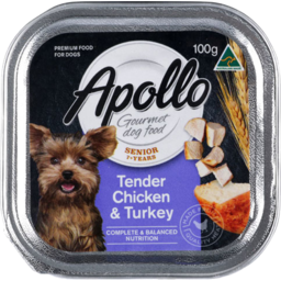 Photo of Apollo Gourmet Dog Food Senior 7+ Years Tender Chicken & Turkey 100g