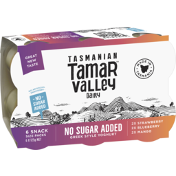 Photo of Tamar Valley Dairy Greek Style Yoghurt Strawberry, Blueberry & Mango 6x125g