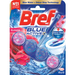 Photo of Bref Blue Active Flower, Rim Block Toilet Cleaner, 50g