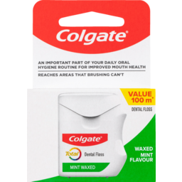 Photo of Colgate Total Mint Waxed Dental Floss, Value Pack, Protects Gums & Helps Prevent Tooth Decay 100m