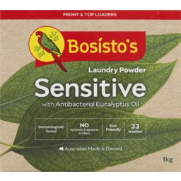 Photo of Bosistos Sensitive With Antibacterial Eucalyptus Oil Top & Front Loader Laundry Powder 1kg