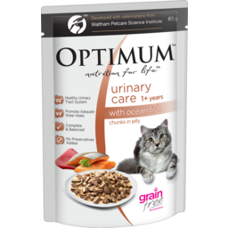 Photo of Optimum Grain Free Pouch Urinary Care Wet Cat Food Ocean Fish In Jelly 85gm