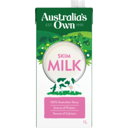 Photo of Australia's Own UHT Milk Skim 1L