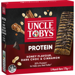 Photo of Uncle Tobys Protein Cinnamon, Honey & Dark Choc 175g 8pack