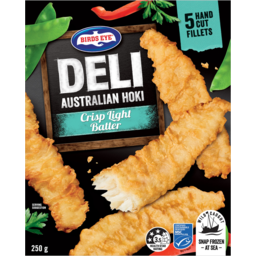 Photo of Birds Eye Deli Australian Hoki Crisp Light Batter Hand Cut Fish Fillets 5 Pack 250g