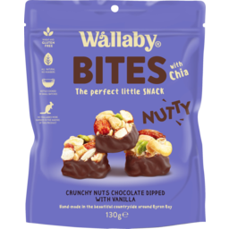 Photo of Wallaby Bites With Chia Crunchy Nuts Chocolate Dipped With Vanilla 130g