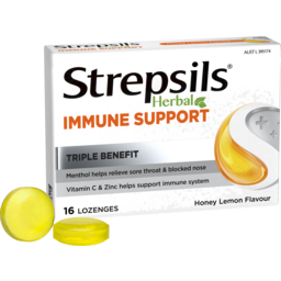 Photo of Strepsils Herbal Immune Support Lozenges Honey Lemon 16s