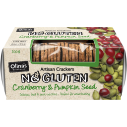 Photo of Olinas Bakehouse No Gluten Cranberry & Pumpkin Artisan Crackers 100g