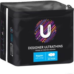 Photo of U By Kotex Pads Designs Regular Wing Ultra Thins 22 Pack