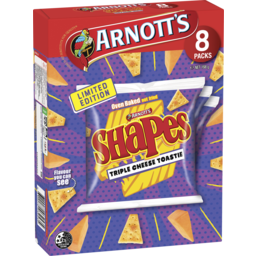 Photo of Arnott's Shapes Cracker Biscuits Triple Cheese Toastie 8.0x168g