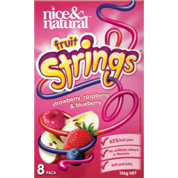 Photo of Nice & Natural Strawberry Raspberry & Blueberry Fruit Strings 8 Pack 136g