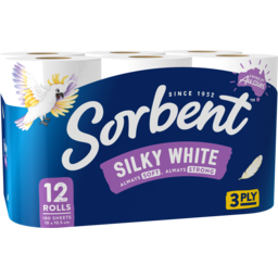 Photo of Sorbent 3 Ply Silky White Toilet Tissue - 12 Pack