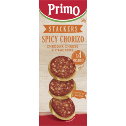 Photo of Primo Stackers Spicy Chorizo Cheddar Cheese & Crackers 50g