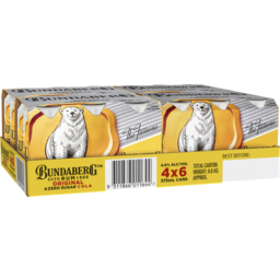 Photo of Bundaberg Rum Original & Zero Sugar Cola 4.6% Abv 4x6x Cans