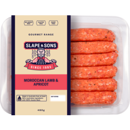 Photo of Slape & Sons Lamb Sausages Moroccan Lamb & Apricot 480gm