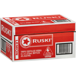 Photo of Ruski Lemon Triple Distilled Vodka 6 X 4x275ml