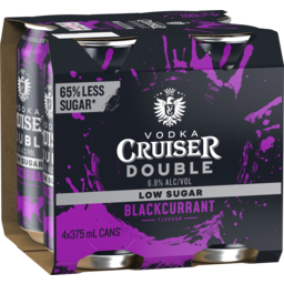 Photo of Vodka Cruiser Double Low Sugar Blackcurrant 6.8% 4 Can Cluster 375ml