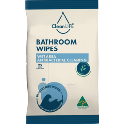 Photo of Clean Life Australian Tea Tree Plastic Free Extra Large Bathroom Wipes 25 Pack