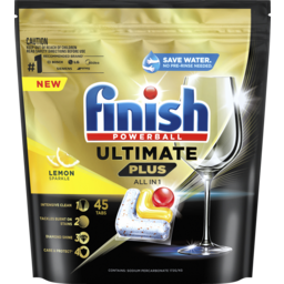 Photo of Finish Powerball Ultimate Plus All In One Lemon Sparkle Dishwasher Tablets 45 Pack