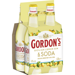 Photo of Gordon's Sicilian Lemon Gin 4% Abv 330ml X 4 Wrap 