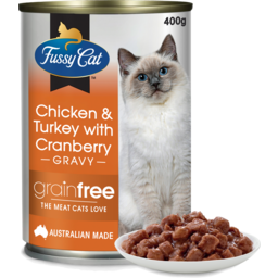 Photo of Fussy Cat Grain Free Chicken And Turkey With Cranberry Wet Cat Food 400g