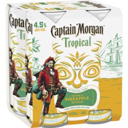 Photo of Captain Morgan Tropical Pineapple & Mango Can 330ml 4 Pack