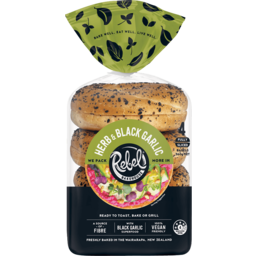 Photo of Rebel Bakehouse Bagels Herb & Black Garlic 4 Pack