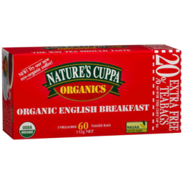 Photo of Natures Cuppa Organic English Breakfast 60pk 20% Extra Free 