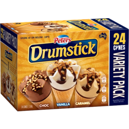 Photo of Peters Drumsticks Variety Pack Chocolate, Vanilla & Caramel 24pk