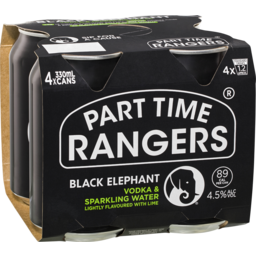 Photo of Part Time Rangers Black Elephant Vodka Lime 330ml 4 Pack