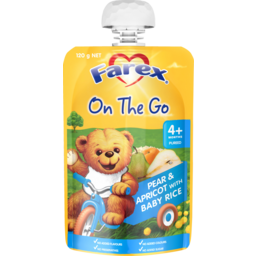 Photo of Farex On The Go Pear & Apricot With Baby Rice 4+ Months Pureed Baby Food Pouch