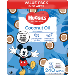 Photo of Huggies Coconut Oil Lightly Fragranced Thick Baby Wipes 240 Pack