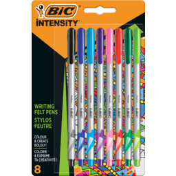 Photo of Bic Intensity Felt Tip Fineliners Medium Tip Assorted Colours 8 Pack
