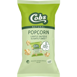 Photo of Cobs Natural Popcorn Lightly Salted Slightly Sweet Gluten Free 5 Pack 65g