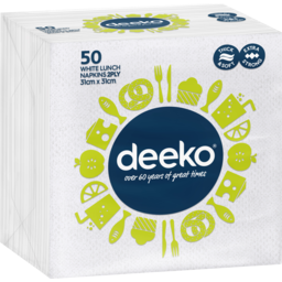 Photo of Deeko 2 Ply White Lunch Napkins 50 Pack 