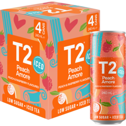 Photo of T2 Iced Tea Peach Amore Raspberry Low Sugar Ice Tea Cans
