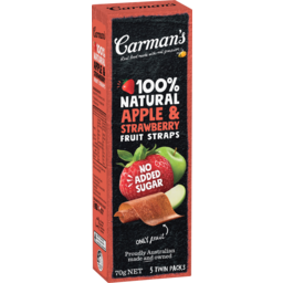 Photo of Carman's 100% Natural Fruit Straps Apple & Strawberry 5 Twin Packs 70g 70g