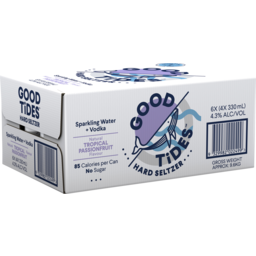 Photo of Good Tides Hard Seltzer Tropical Passionfruit 4.3% 330ml 24 Pack