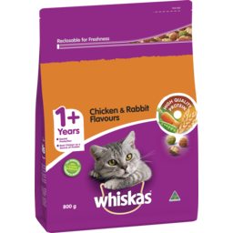 Photo of Whiskas 1+ Dry Cat Food Chicken & Rabbit Flavours 800g