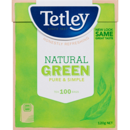 Photo of Tetley Natural Green Pure & Simple Tea Bags 100 Pack