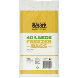 Photo of Black & Gold Freezer Bags Large 40's