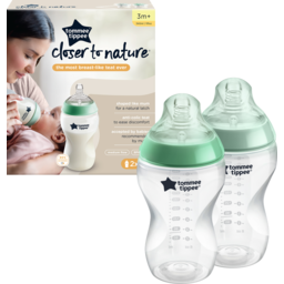 Photo of Tommee Tippee Closer To Nature Anti-Colic Baby Bottle, , Medium-Flow Breast-Like Teat For A Natural Latch, Anti-Colic Valve, Pack Of 2 2x340ml