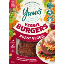 Photo of Yumis Veggie Burgers Roast Veggie Gluten Free 220g